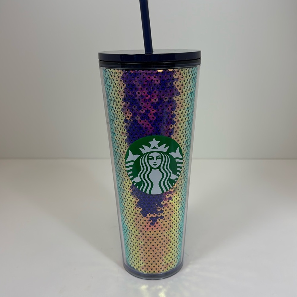 EUC 2020 Starbucks Navy Sequined 24 ounce Tumbler